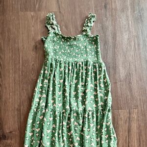 Apricot Women's Watercolour Rose Slub Midi Dress - Green - Size 12